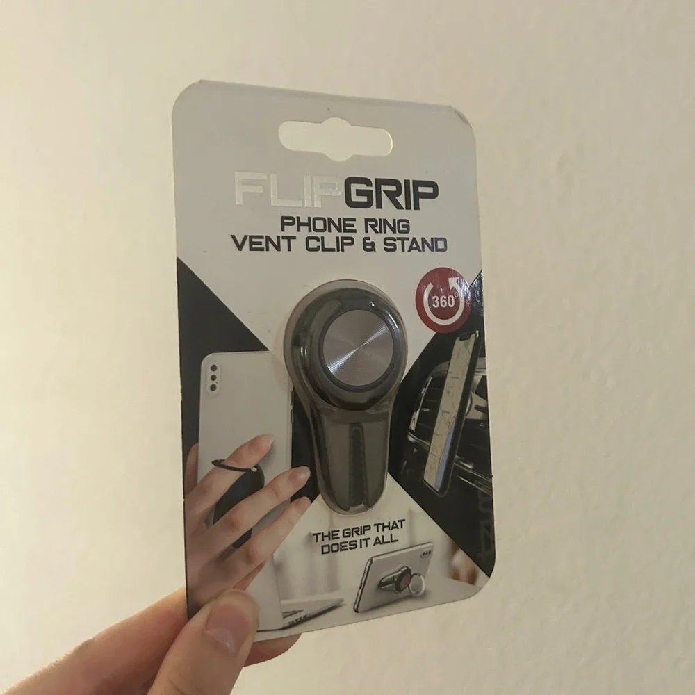 FlipGrip 3-in-1 Phone Ring Holder, Vent Clip & Stand – 360° Rotation – NEW